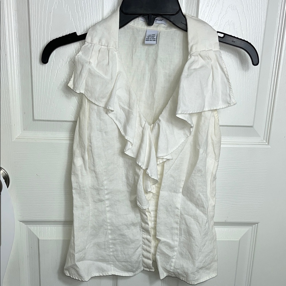 Elegant White Ruffled Women's Blouse